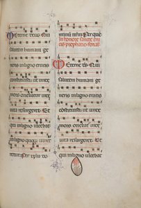 Missale: Fol. 182: Hudba pro různé obyčejné modlitby, 1469. od Bartolomeo Caporali
