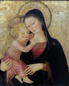 Panna s dítětem, detail. (obraz)
