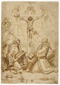 Svatí Jeroným a František z Assisi klanějící se Trojici od Bartolomeo Passarotti