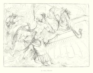 Boj na moři (litografie) od Bartolomeo Pinelli