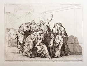 Brutus přísahá, že pomstí smrt Lukrécie, a vyhnává rod Tarquinů z Říma od Bartolomeo Pinelli