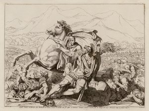Smrt Lucia Aemilia Paulla v bitvě u Cannae, 216 př. n. l. (lept) od Bartolomeo Pinelli