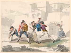 Kresba, Domácí spor v Tivoli, 1807-08 od Bartolomeo Pinelli