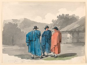 Kresba, Skupina tří rolníků ve vesnici, 1807-08 od Bartolomeo Pinelli