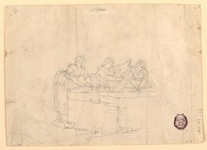 Kresba, Tři myjící se ženy, 1800-25 od Bartolomeo Pinelli