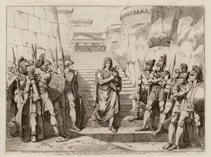 Gaius Fabius Dorsuo prochází cestou za obětmi kolem Galů, 390 př. n. l. (lept) od Bartolomeo Pinelli