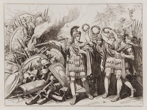 Gaius Marius pálí zbraně Cimbrů a Teutonů od Bartolomeo Pinelli