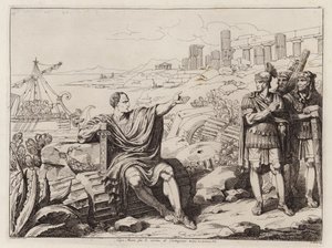 Gaius Marius sedící mezi ruinami Kartága (lept) od Bartolomeo Pinelli