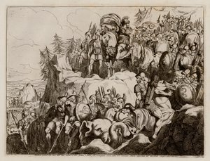 Hannibal při přechodu Alp do Itálie, 218 př. n. l. (lept) od Bartolomeo Pinelli