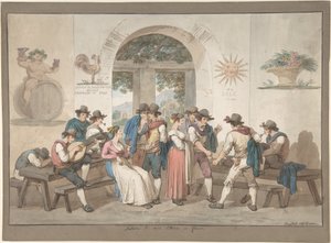 Interiér římského hostince od Bartolomeo Pinelli