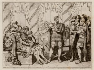 Lucius Aemilius Paullus Macedonicus ukazuje na poraženého makedonského krále Persea. od Bartolomeo Pinelli