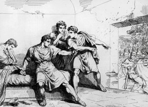 Neronova smrt, z Historie císařů, počínaje Ottavio, rytina Bartolomeo Pinelli (1781-1835), Řím od Bartolomeo Pinelli