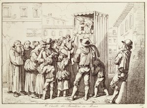 Loutkový stánek v Římě od Bartolomeo Pinelli