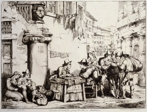 Písař na náměstí Montanara v Římě od Bartolomeo Pinelli