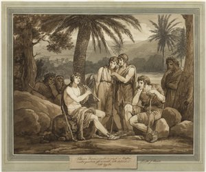 Telemachus hraje a zpívá pastýřům v Egyptě, z Telemachova dobrodružství, kniha 2 od Bartolomeo Pinelli