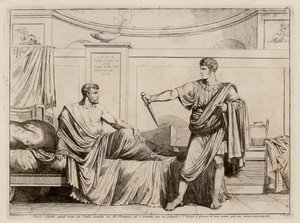 Titus Manlius Torquatus nutí Marka Pomponia stáhnout obvinění proti jeho otci (lept)