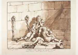 Ugolini della Gherardesca a jeho synové ve věži, kde hladověli od Bartolomeo Pinelli