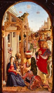 Klanění tří králů od Bartolomea Vivariniho (aktivního od roku 1440 – zemřel po roce 1500)