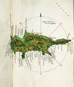 Mapa Kypru, asi 1485 (pergamen)