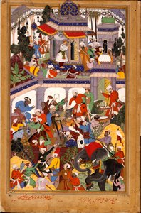 Akbar navštěvuje svatyni Khwaj: Muin ad-Din Chishti v Ajmeru z roku 1590