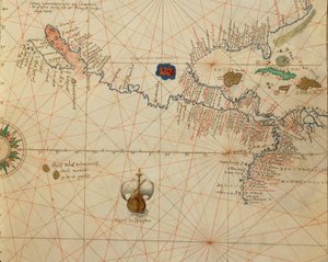 Afrika, Evropa a část Ameriky: Střední Amerika, z Atlasu světa ve třiceti třech mapách, Battista Agnese od Battista Agnese