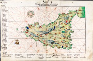 Mapa Sicílie od Battista Agnese