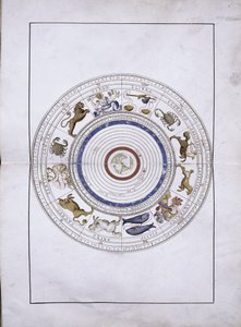 Zodiac jako koule se zemí ve středu z Portolanského atlasu, 1546 od Battista Agnese