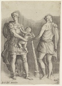 Perseus se dvěma putti a Herkulesem, při pohledu zezadu