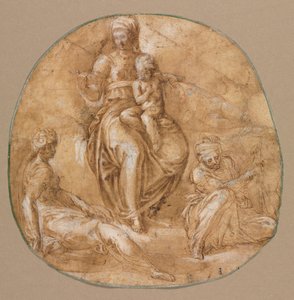 Panna s dítětem se svatou Kateřinou Alexandrijskou a starší světicí, c. 1545. od Battista Franco