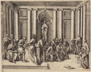 Zwölfjähriger Jesus diskutiert mit den Tempelgelehrten od Battista Franco