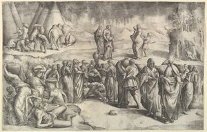 Izraelité shromažďují Mannu, ca. 1547. od Battista Franco Veneziano