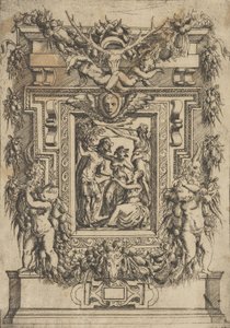 Mladý muž podává ruku sedící ženě, další žena stojí mezi nimi a..., ca. 1540-80.