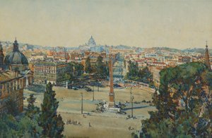 Řím, z The Pincio, Piazza Del Popolo od Beatrice Mary Seccombe Leech