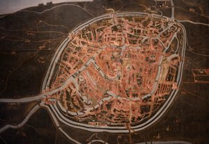 Mapa Bruggy. anonymní. 1546-1600. Detail (malba) od Belgian School