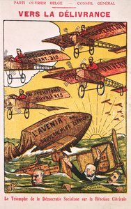 Plakát inzerující Parti Ouvrier Belge (Belgická strana pracujících) před rokem 1914
