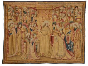Tapiserie, Jonathan Maccabeus Receiving a Purple Robe, vyrobený v Bruselu, Belgie, cca 1490-1500 (vlna a hedvábí) od Belgian School