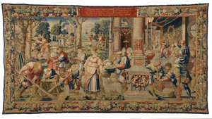 Tapiserie, Příběh Labana, Jacoba a Rachel, Genesis XXIX., vyrobeno v Bruselu, Belgie, kolem roku 1530 (vlna a hedvábí) od Belgian School