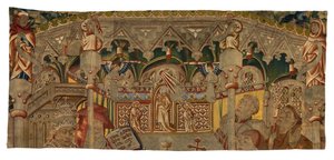 Fragment tapiserie, zobrazující Zázrak Nejsvětější svátosti, vyrobený v Tournai, Belgie od Belgian School