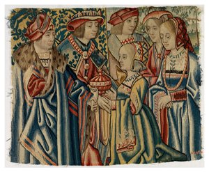 Fragment tapiserie zobrazující svatbu Ludvíka XII. s Jeanne, dcerou Ludvíka XI., z Bruselu od Belgian School