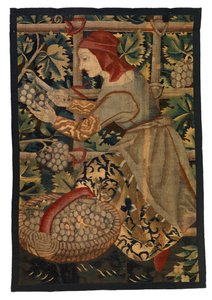 Fragment tapiserie zobrazující Vintagera, možná z Tournai od Belgian School
