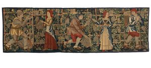 Fragment tapiserie zobrazující Vinobraře, možná z Tournai, kolem 1460-70 (vlna) od Belgian School