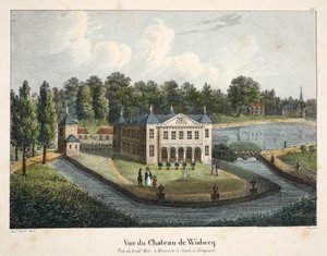 Pohled na Château de Wisbecq, kolem roku 1895 (fotochrom) od Belgian School