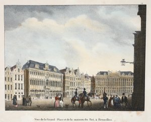 Pohled na Grand Place a Maison du Roi, v Bruselu, cca 1895 (fotochrom) od Belgian School