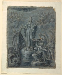 Kresba, Recto: Korunovace Panny Marie, asi 1630