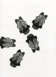 Setkání čmeláků, 2013 (dřevoryt na papíře) od Bella Larsson
