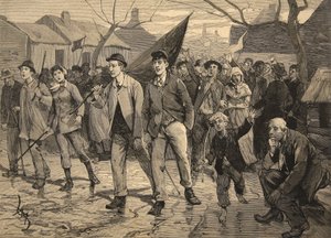 Generální stávka v Belgii – pochod horníků v Hainutu, z „Le Petit Parisien“, 17. května 1891