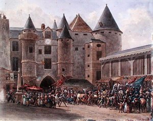 Vykrmená kráva v Chatelet (akvarel na papíře) od Benard Benard