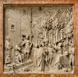 Krypta, Archa svatých Marcellina a Petra Exorcista, Benedetto Briosco 1506-08, Stětí svatých Marcellina a Petra