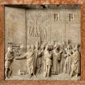 Krypta, archa svatých Marcellinus a Peter Vymítač ďábla, Benedict Briosco 1506-08, svatý Petr osvobodí Paulinu z démona