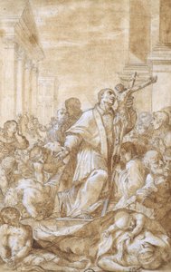 Svatý Carlo Borromeo mezi trpícími morem od Benedetto Luti